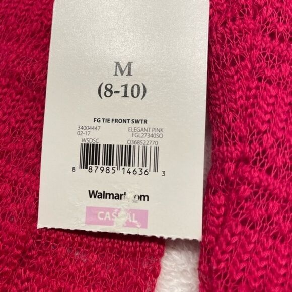 NWT medium Faded Glory pink waterfall open tie front shrug cardigan sweater - Picture 11 of 11